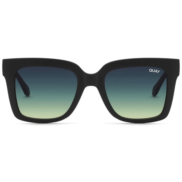 QUAY Icy Sunglasses Matte Black Frame Green Smoke Lenses Oversized Square NWT - Picture 9 of 9